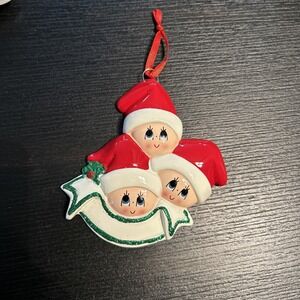 Christmas Holiday Ornament Three Children Faces Banner Can Be Personalized New